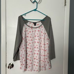 3/4 sleeve baseball T-shirt Torrid with cherries
